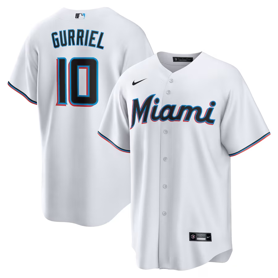 Men's Miami Marlins Yuli Gurriel #10 White Jersey